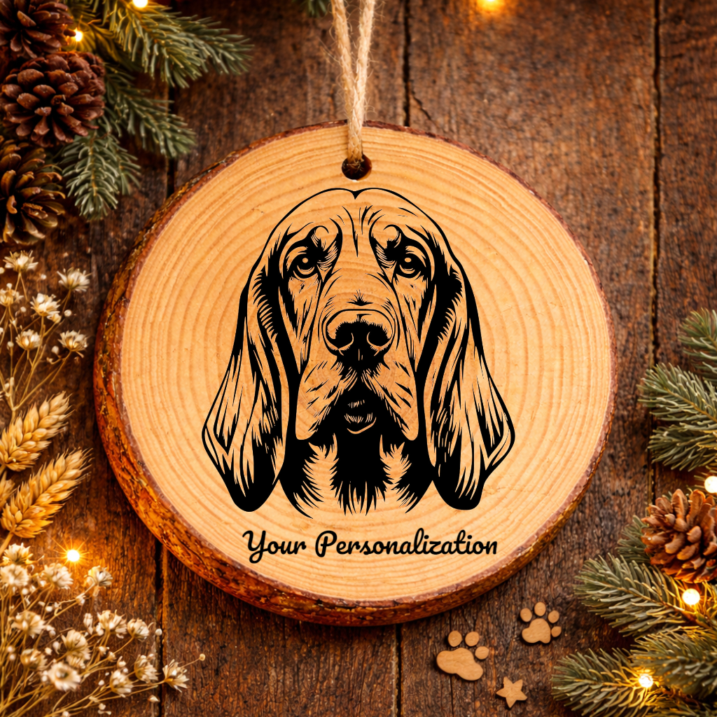 Bloodhound Dog Ornament – Rustic Wooden Keepsake
