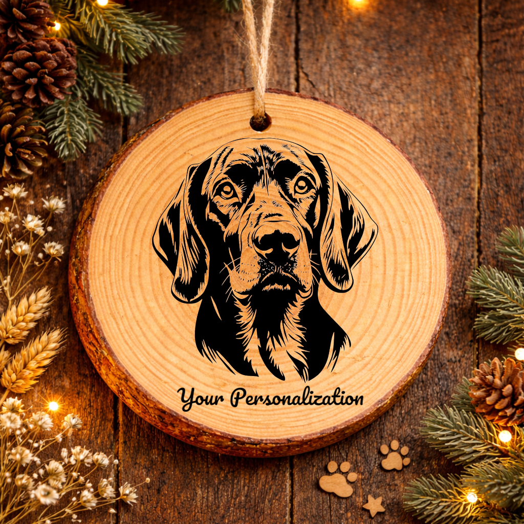 Bluetick Coonhound Dog Ornament – Rustic Wooden Keepsake
