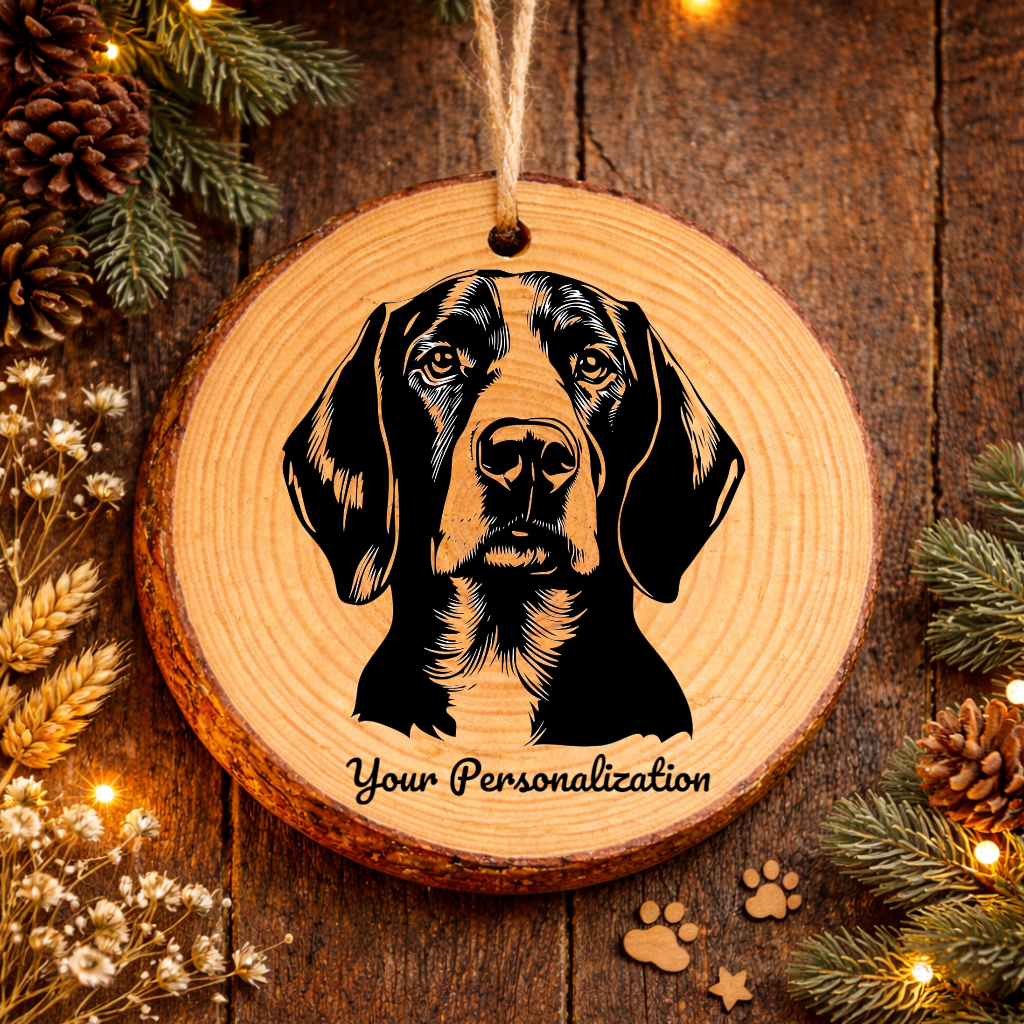 Bluetick Coonhound Dog Ornament – Rustic Wooden Keepsake