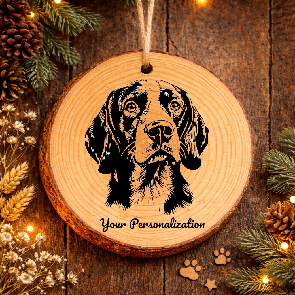 Bluetick Coonhound Dog Ornament – Rustic Wooden Keepsake