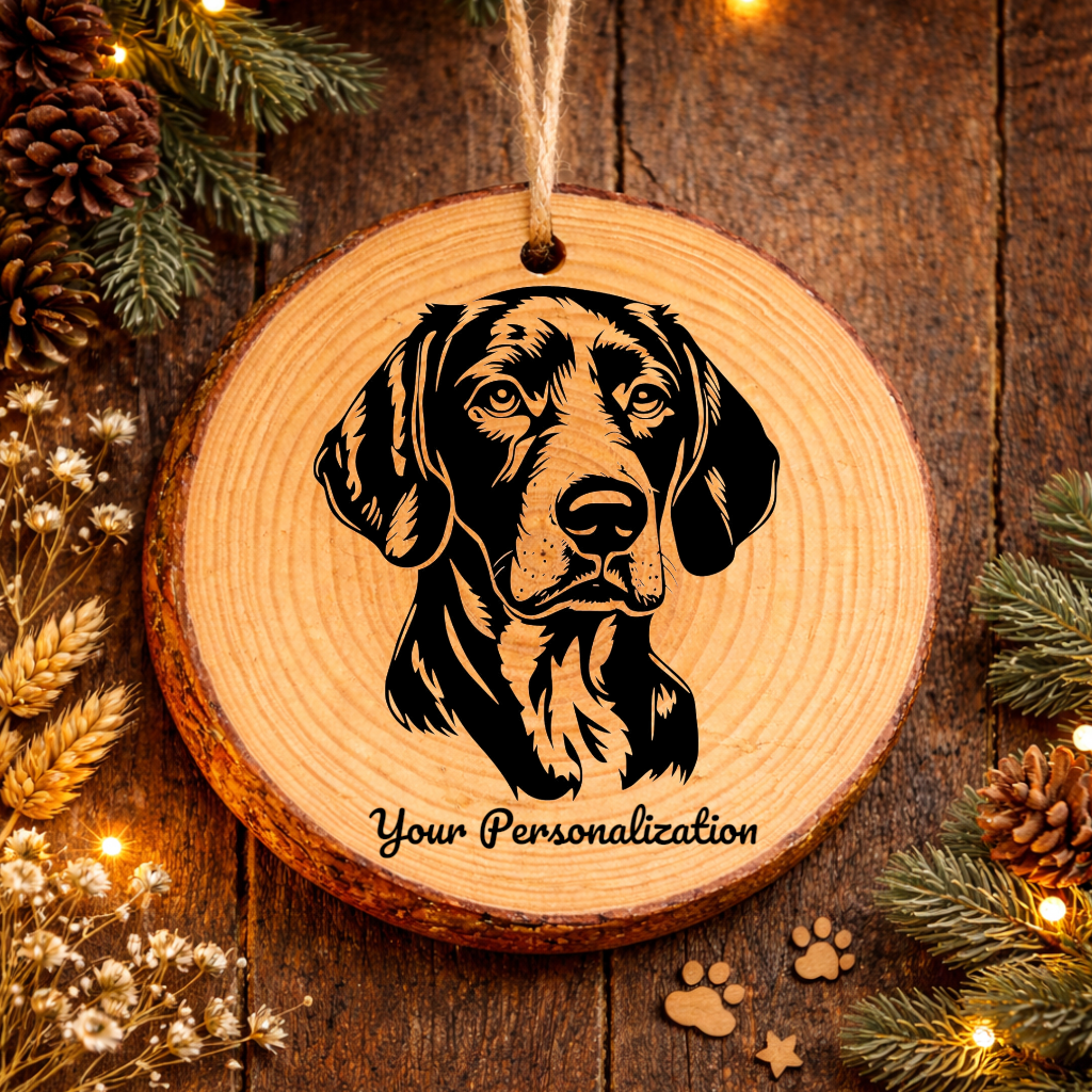 Bluetick Coonhound Dog Ornament – Rustic Wooden Keepsake