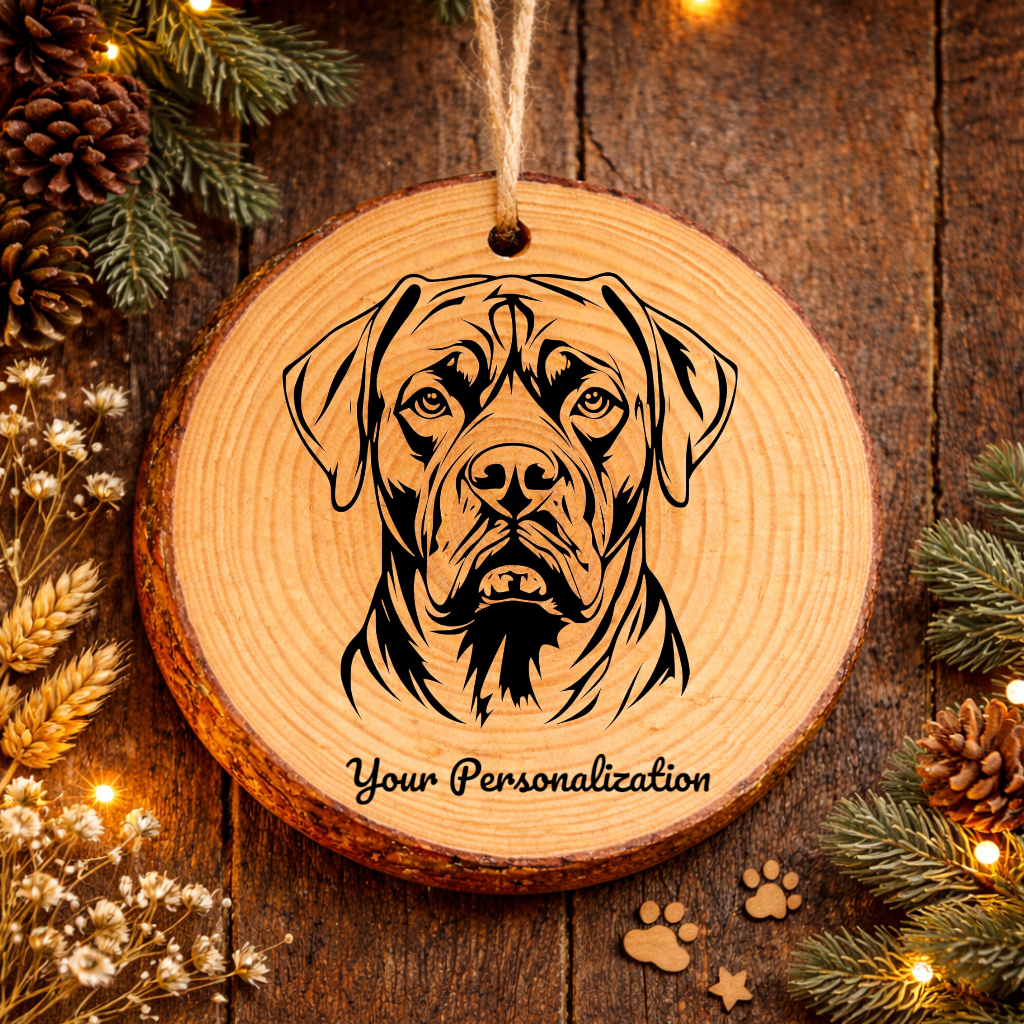 Boerboel Dog Ornament – Rustic Wooden Keepsake