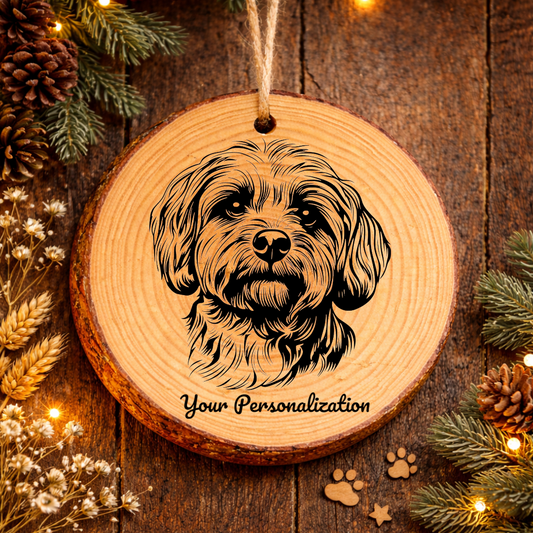 Bolognese Dog Ornament – Rustic Wooden Keepsake