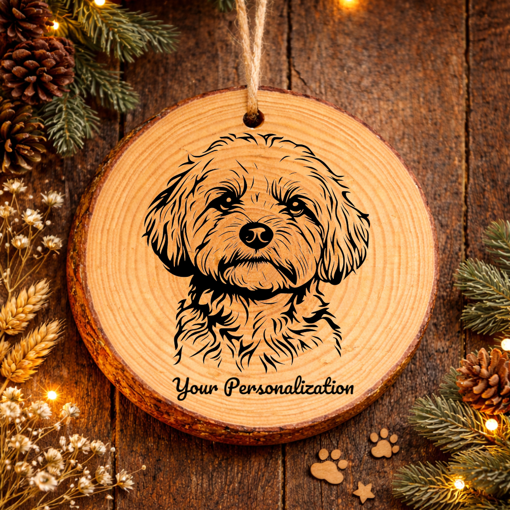 Bolognese Dog Ornament – Rustic Wooden Keepsake