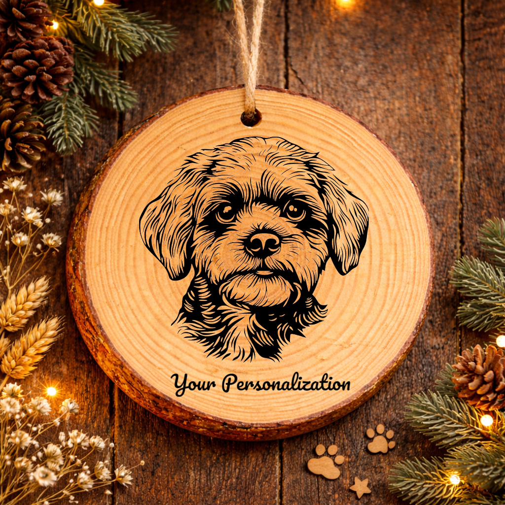 Bolognese Dog Ornament – Rustic Wooden Keepsake