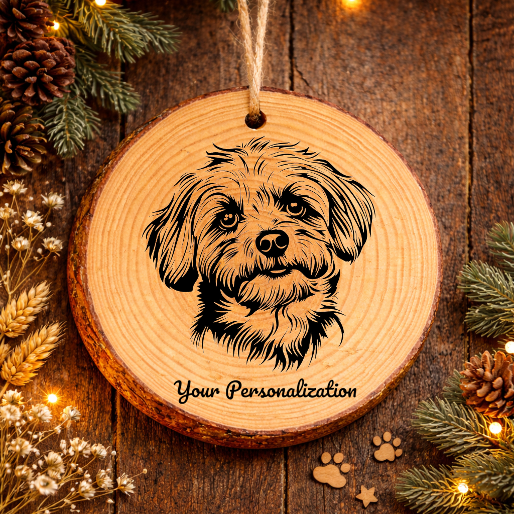 Bolognese Dog Ornament – Rustic Wooden Keepsake
