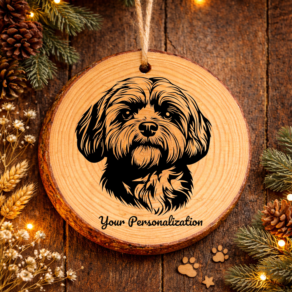 Bolognese Dog Ornament – Rustic Wooden Keepsake