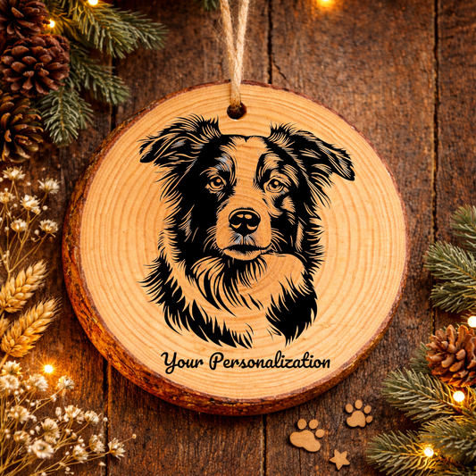 Border Collie Dog Ornament – Rustic Wooden Keepsake
