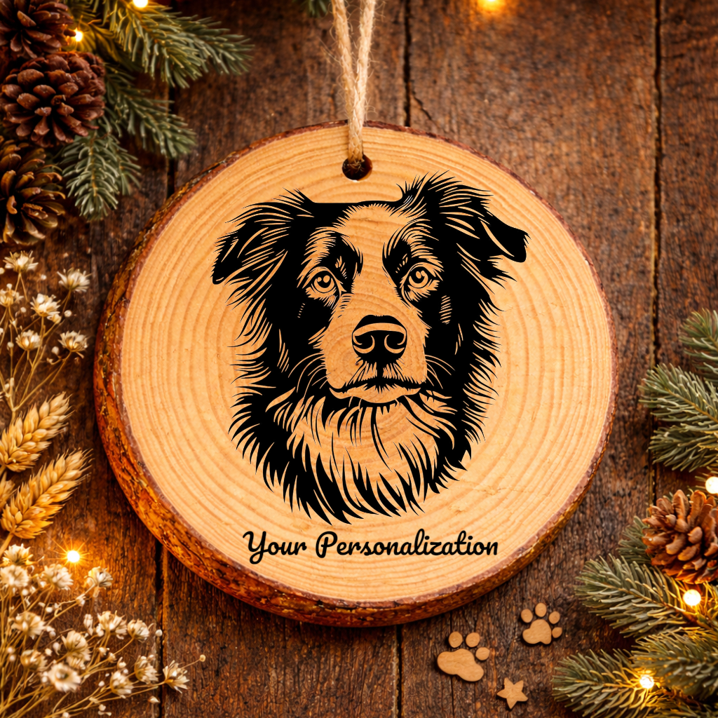 Border Collie Dog Ornament – Rustic Wooden Keepsake