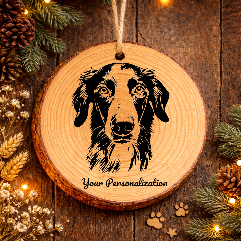 Borzoi Dog Ornament – Rustic Wooden Keepsake