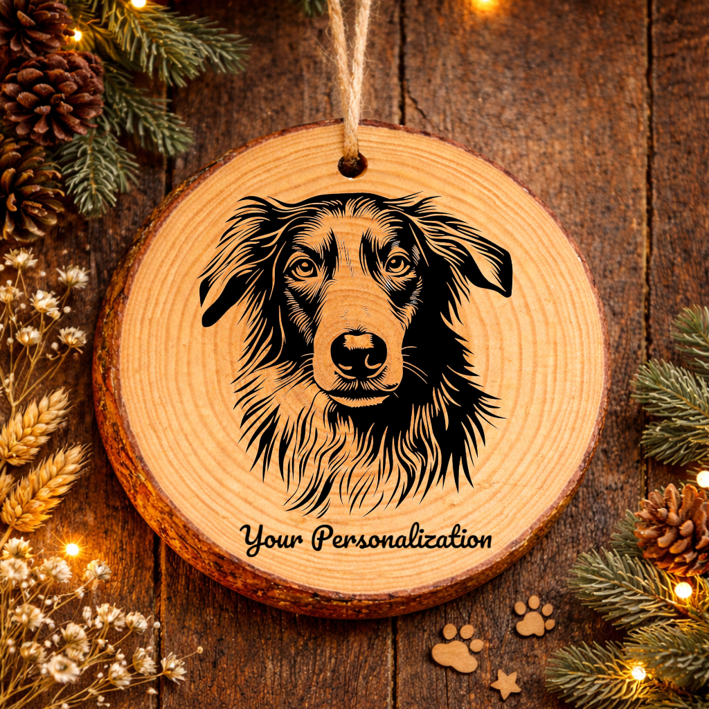 Borzoi Dog Ornament – Rustic Wooden Keepsake