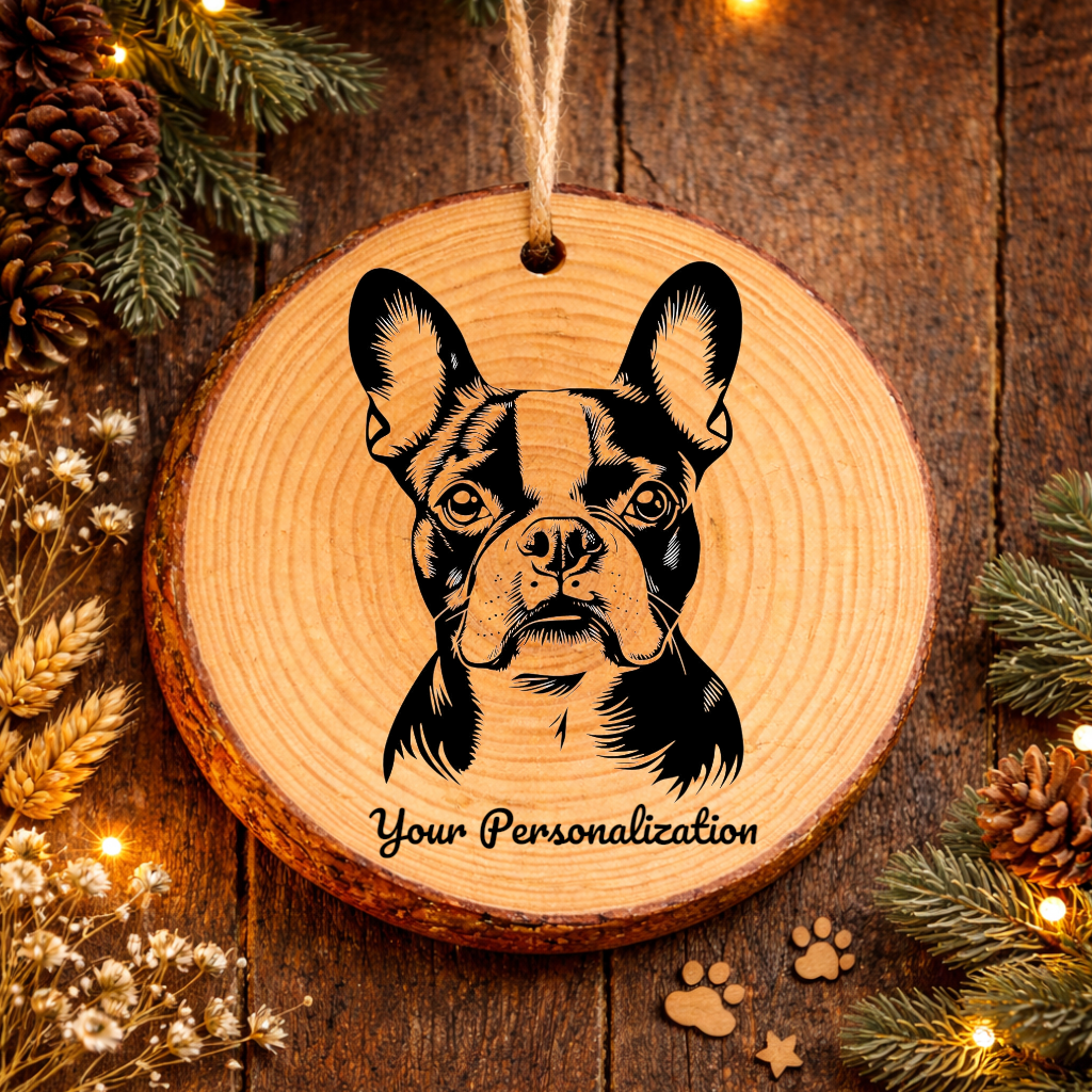 Boston Terrier Dog Ornament – Rustic Wooden Keepsake