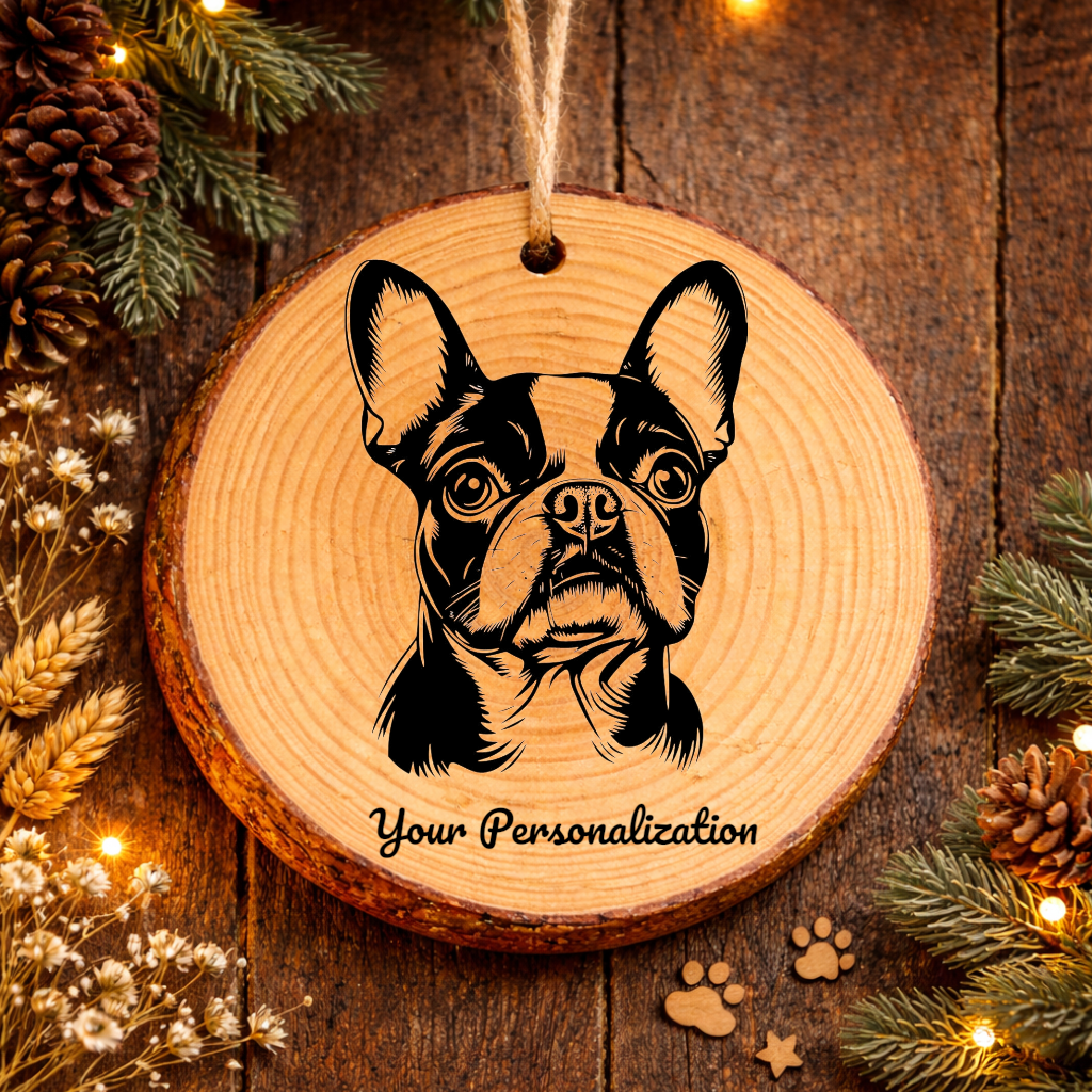 Boston Terrier Dog Ornament – Rustic Wooden Keepsake