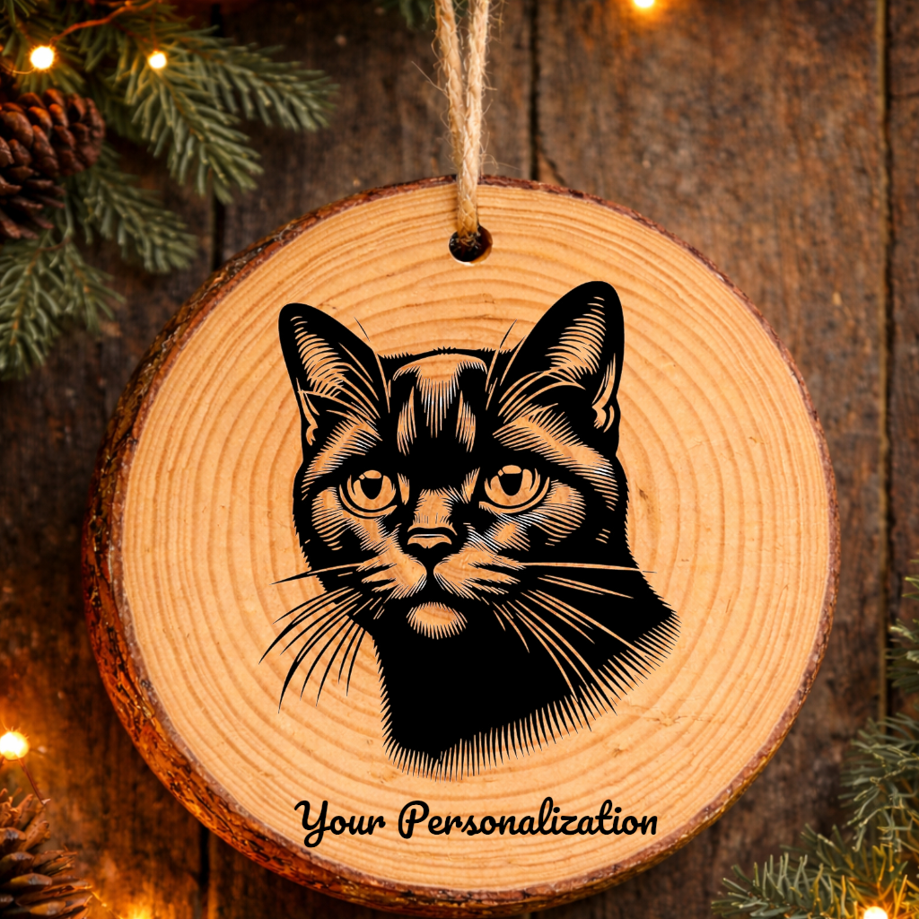 Brazilian Shorthair Cat Rustic Pine Wooden Round Ornament