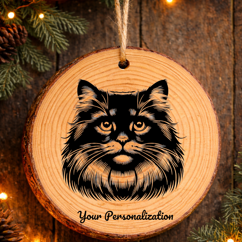 Brazilian Shorthair Longhair Cat Rustic Pine Wooden Round Ornament