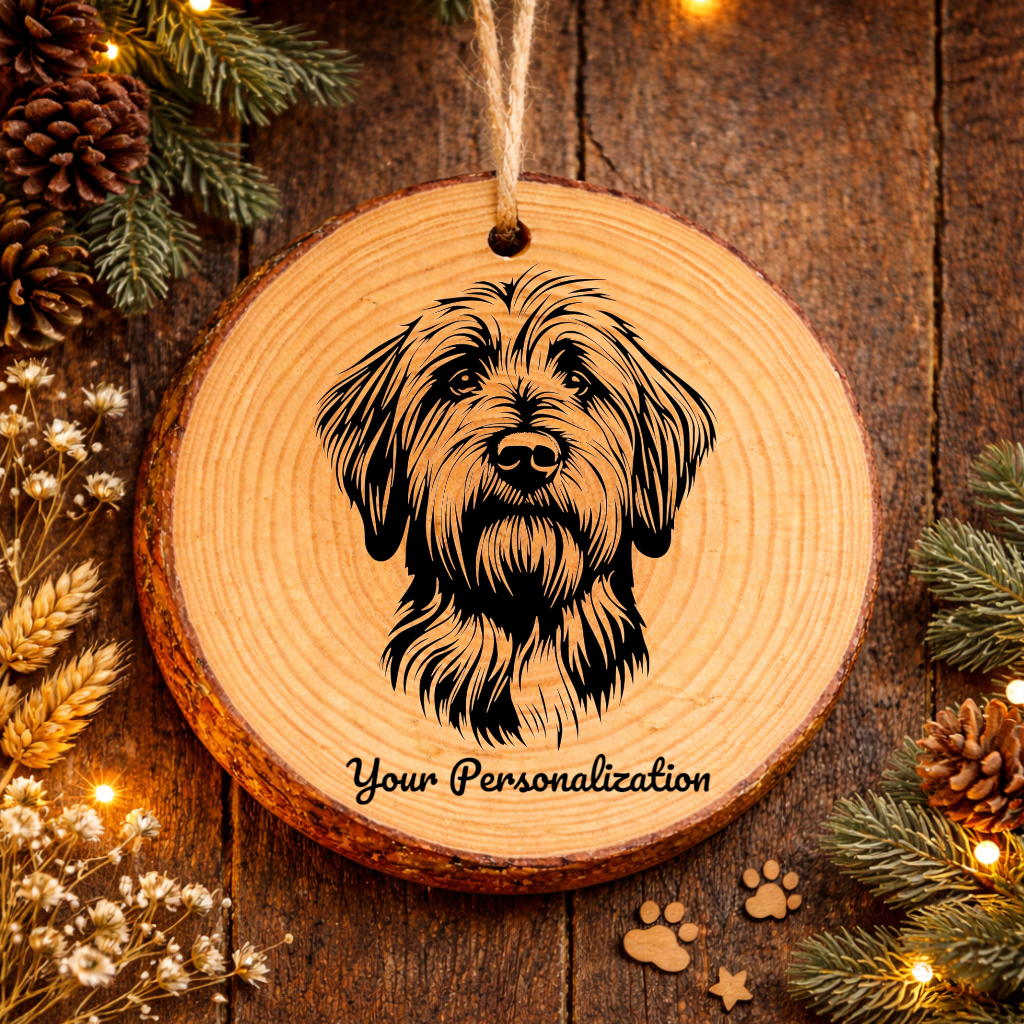 Briard Dog Ornament – Rustic Wooden Keepsake