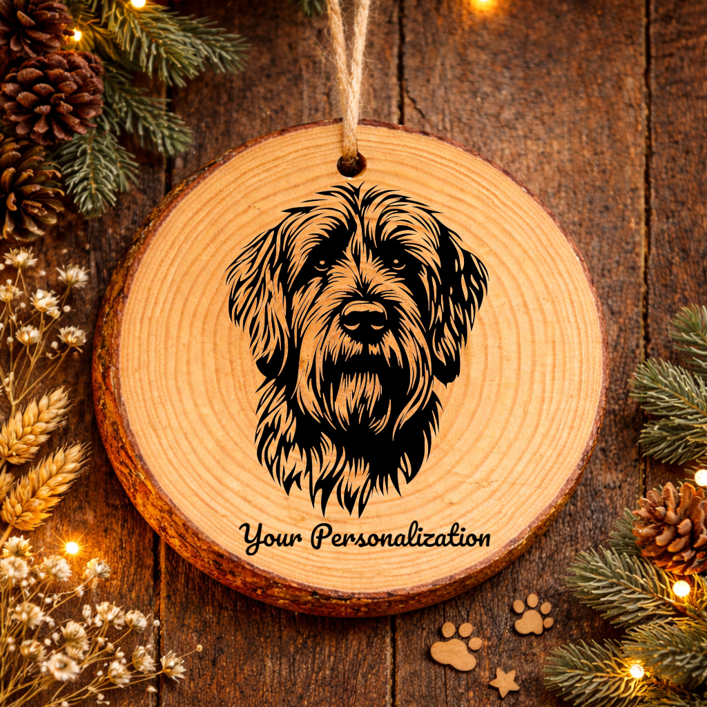 Briard Dog Ornament – Rustic Wooden Keepsake