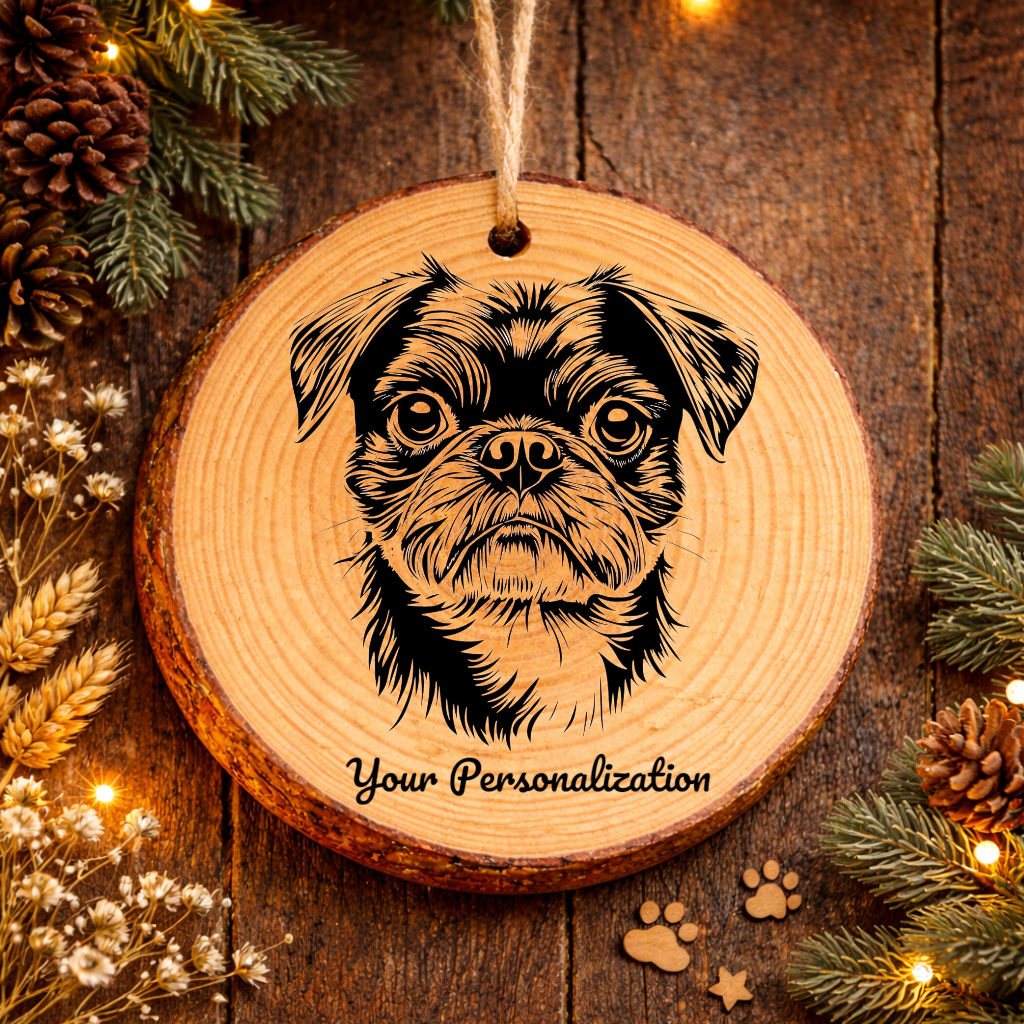 Brussels Griffon Dog Ornament – Rustic Wooden Keepsake