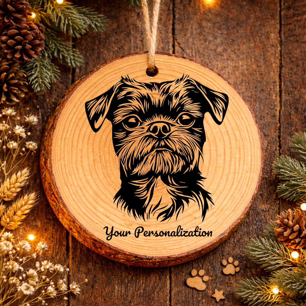 Brussels Griffon Dog Ornament – Rustic Wooden Keepsake