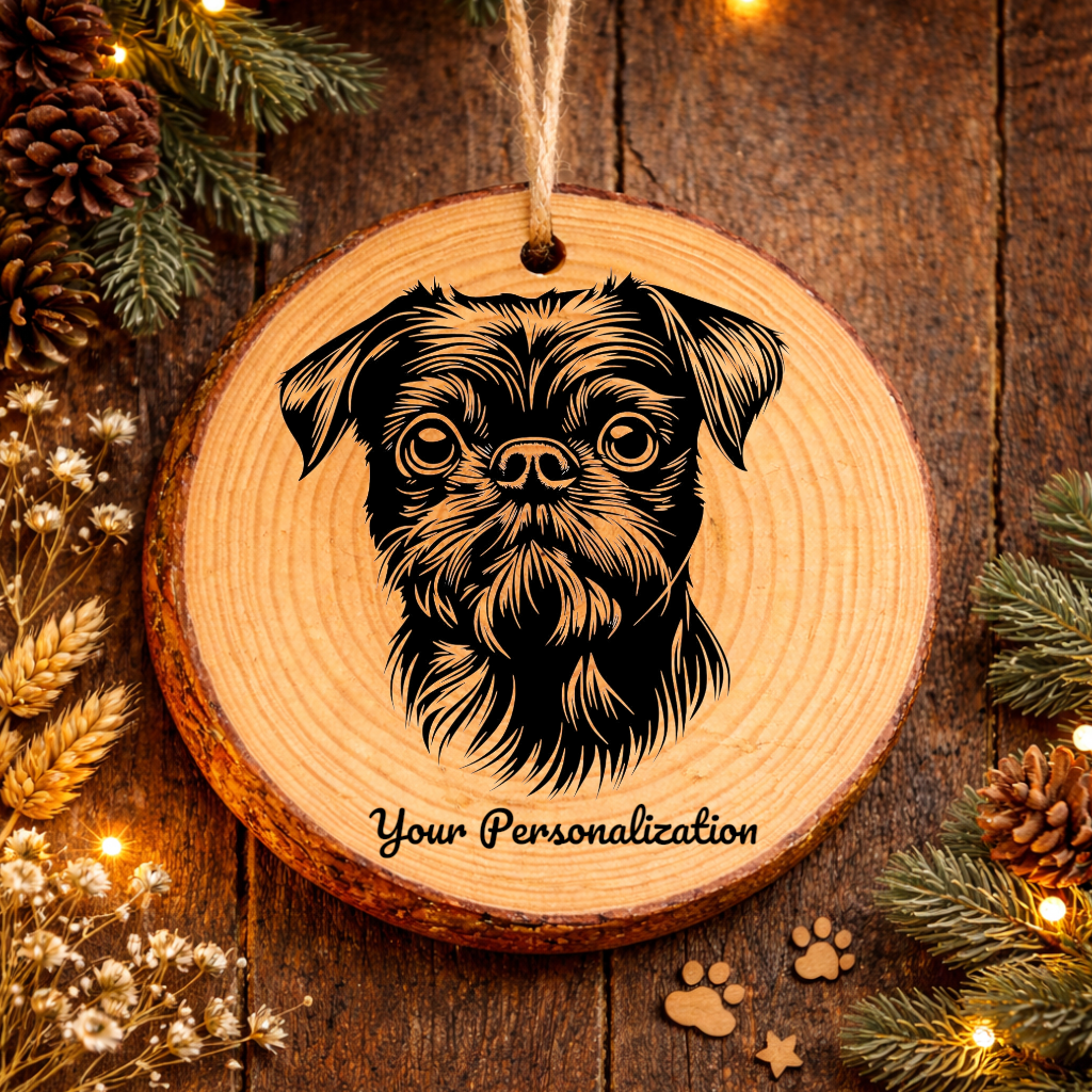 Brussels Griffon Dog Ornament – Rustic Wooden Keepsake