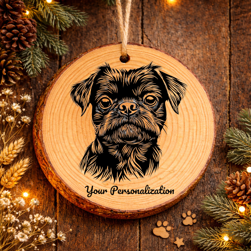 Brussels Griffon Dog Ornament – Rustic Wooden Keepsake