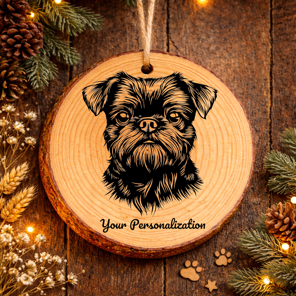 Brussels Griffon Dog Ornament – Rustic Wooden Keepsake