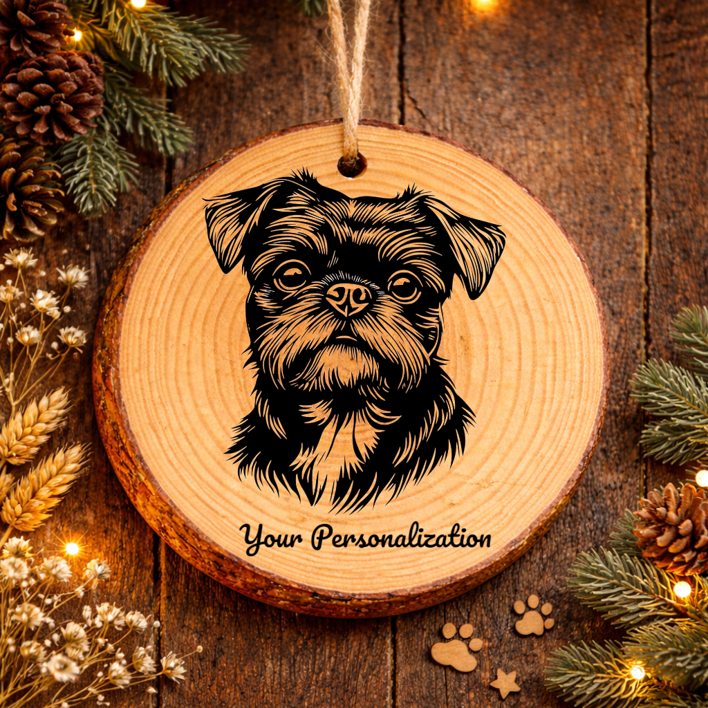 Brussels Griffon Dog Ornament – Rustic Wooden Keepsake