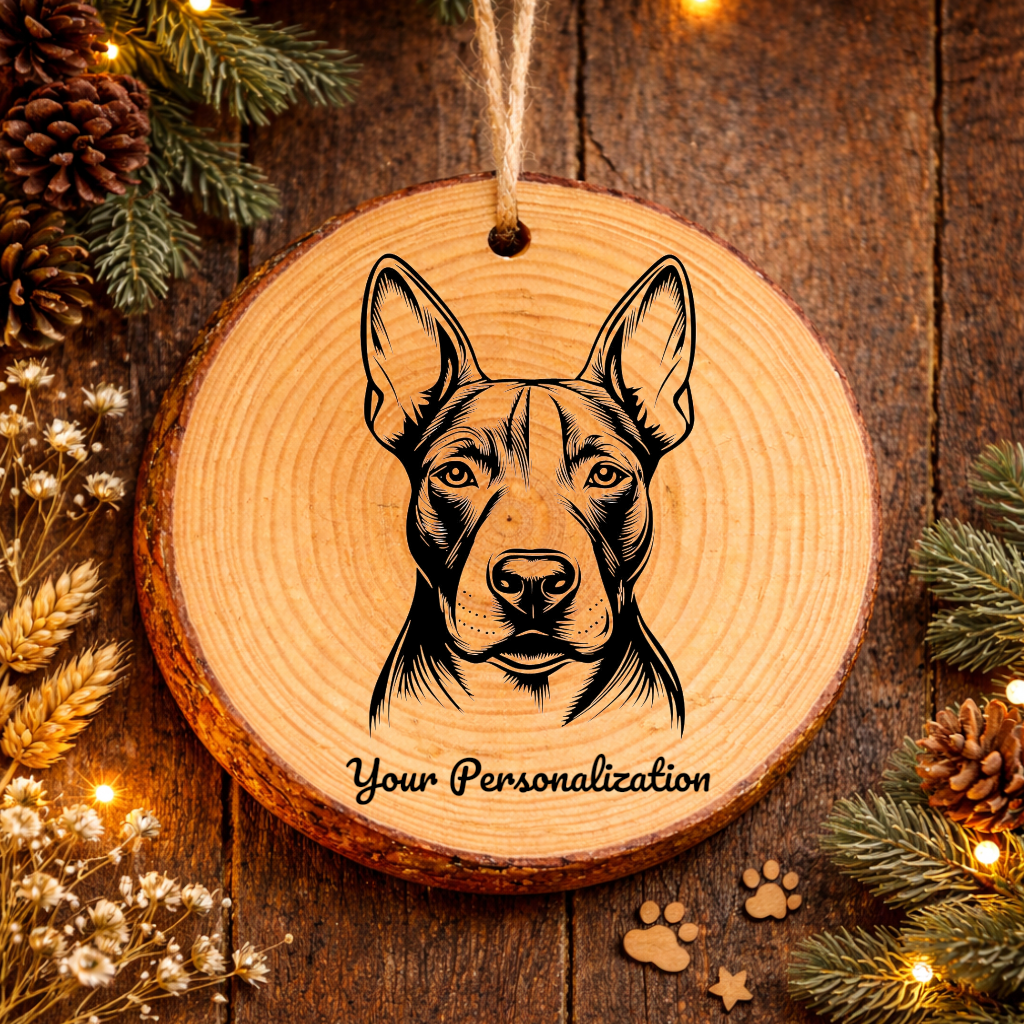 Bull Terrier Dog Ornament – Rustic Wooden Keepsake