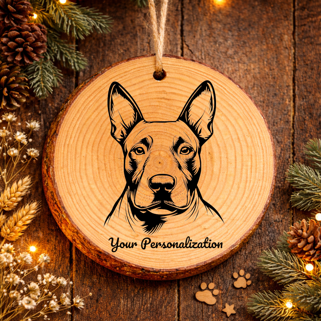 Bull Terrier Dog Ornament – Rustic Wooden Keepsake