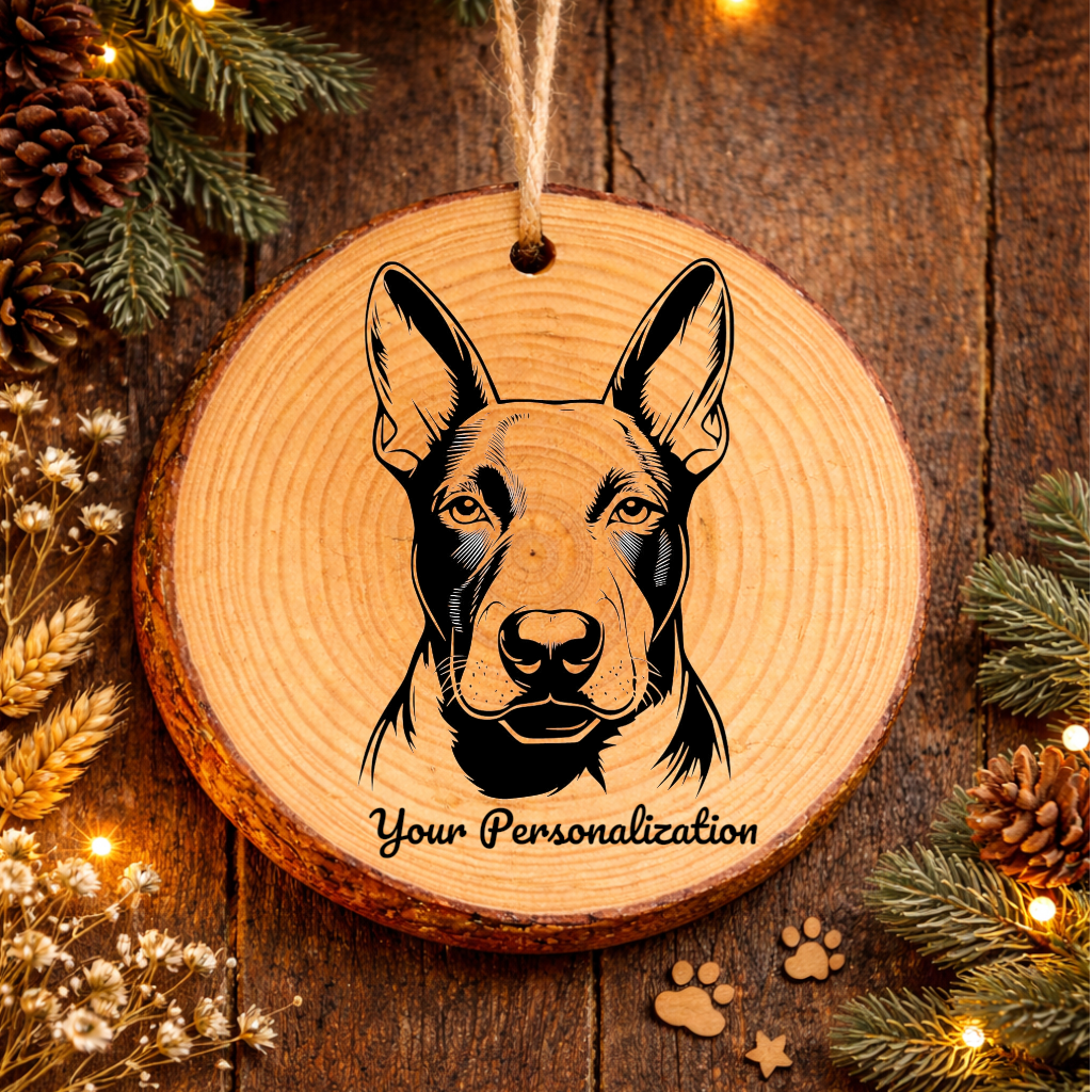 Bull Terrier Dog Ornament – Rustic Wooden Keepsake