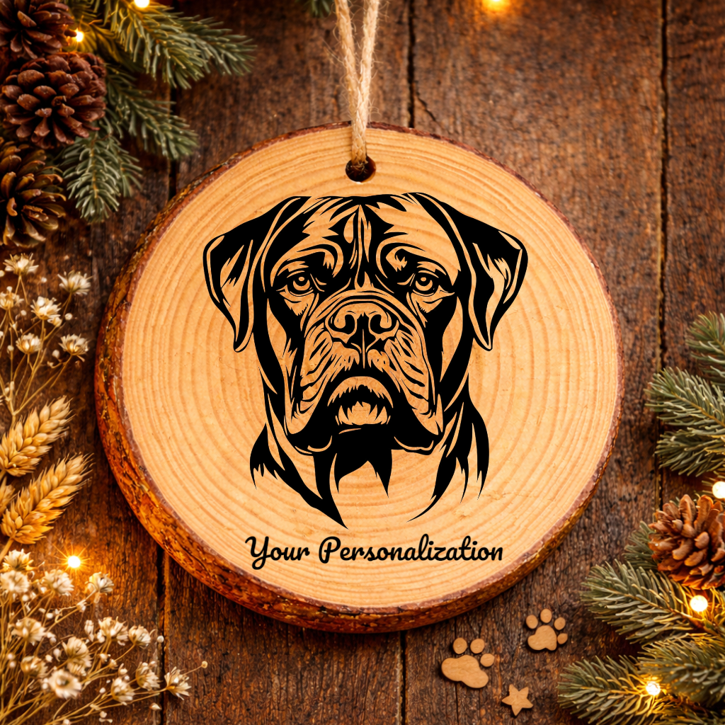 Bullmastiff Dog Ornament – Rustic Wooden Keepsake