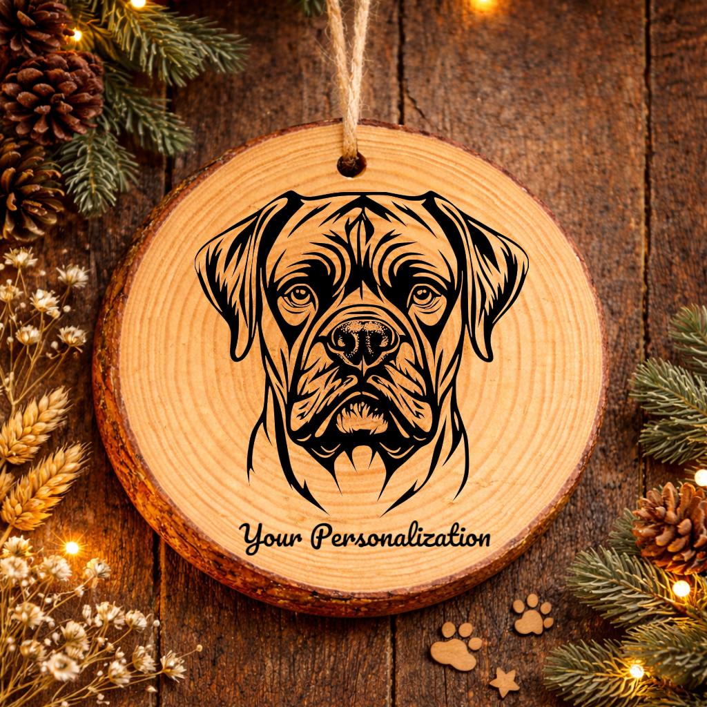Bullmastiff Dog Ornament – Rustic Wooden Keepsake