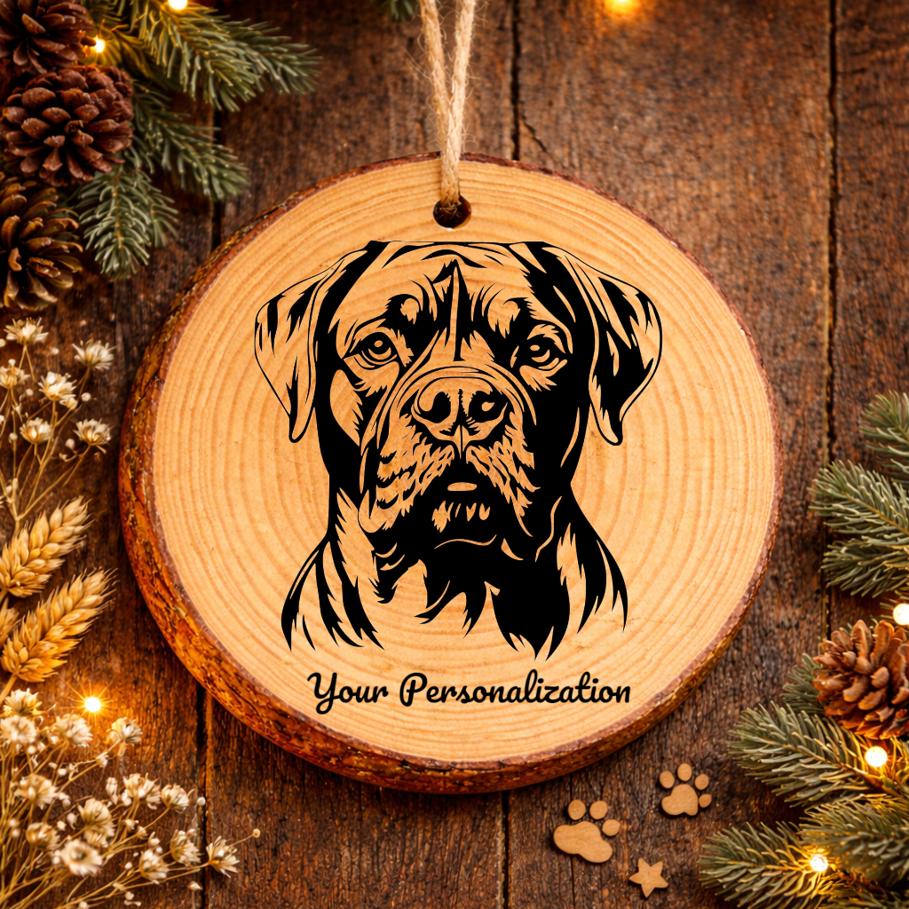 Bullmastiff Dog Ornament – Rustic Wooden Keepsake