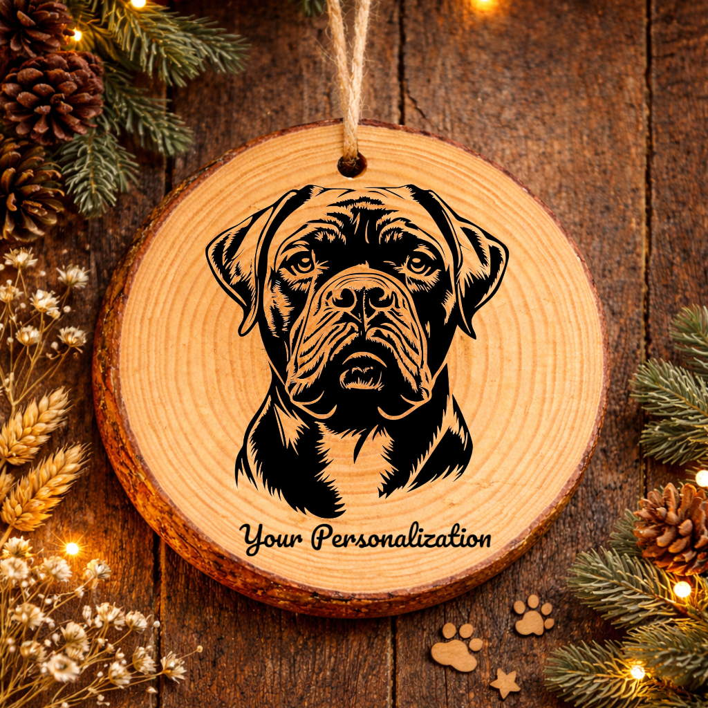 Bullmastiff Dog Ornament – Rustic Wooden Keepsake