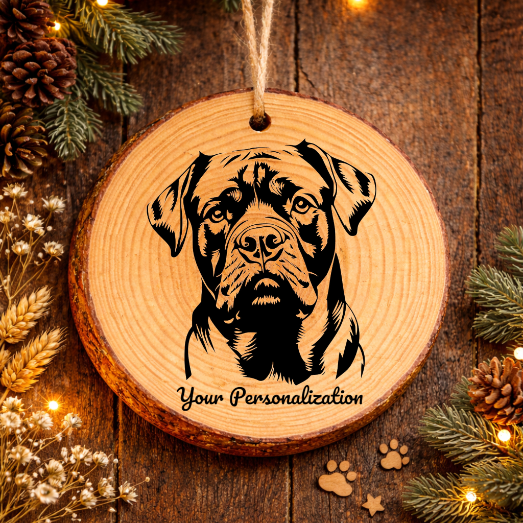 Bullmastiff Dog Ornament – Rustic Wooden Keepsake
