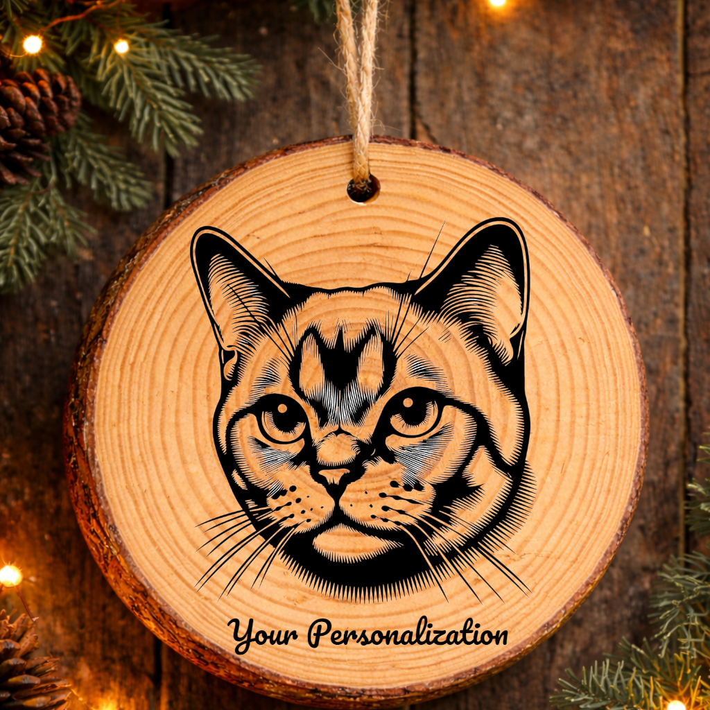 Burmilla Cat Rustic Pine Wooden Round Ornament