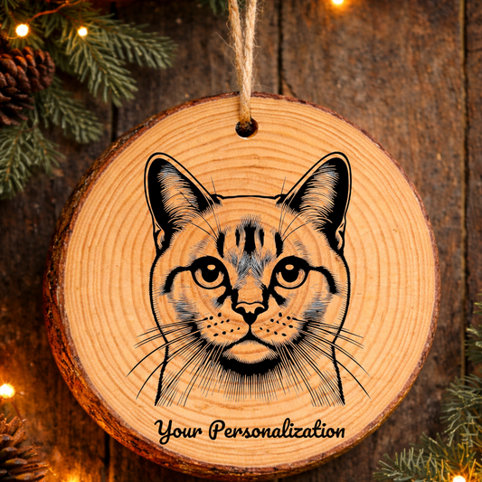Burmilla Cat Rustic Pine Wooden Round Ornament