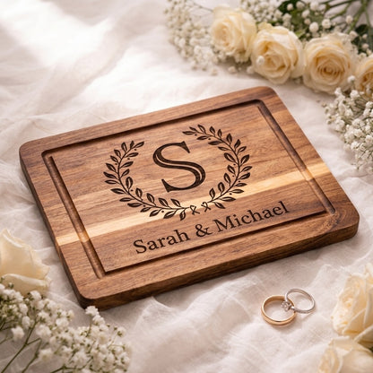 Monogrammed Wedding Acacia Cutting Board