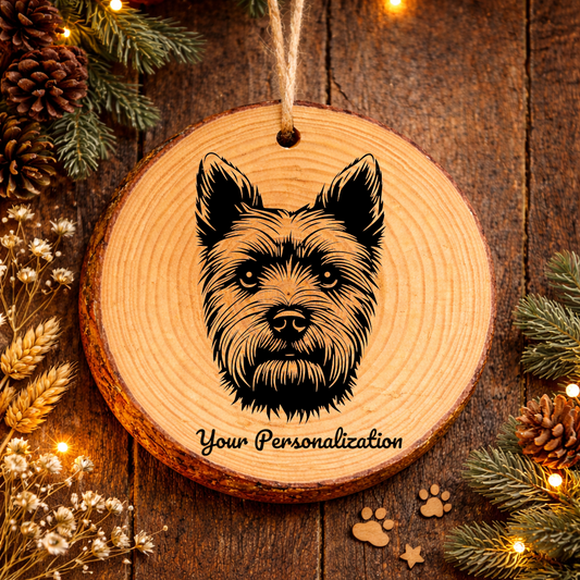 Cairn Terrier Dog Ornament – Rustic Wooden Keepsake