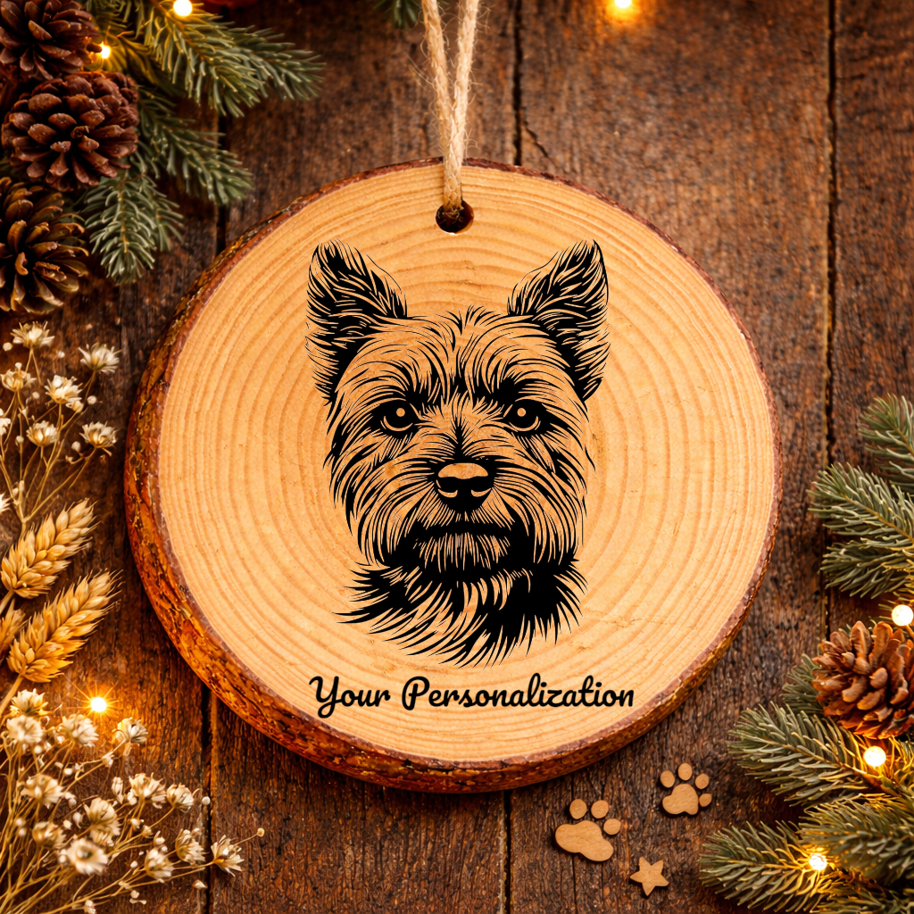 Cairn Terrier Dog Ornament – Rustic Wooden Keepsake