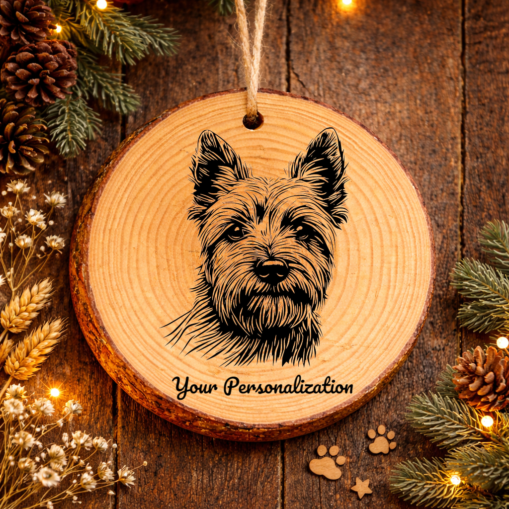 Cairn Terrier Dog Ornament – Rustic Wooden Keepsake