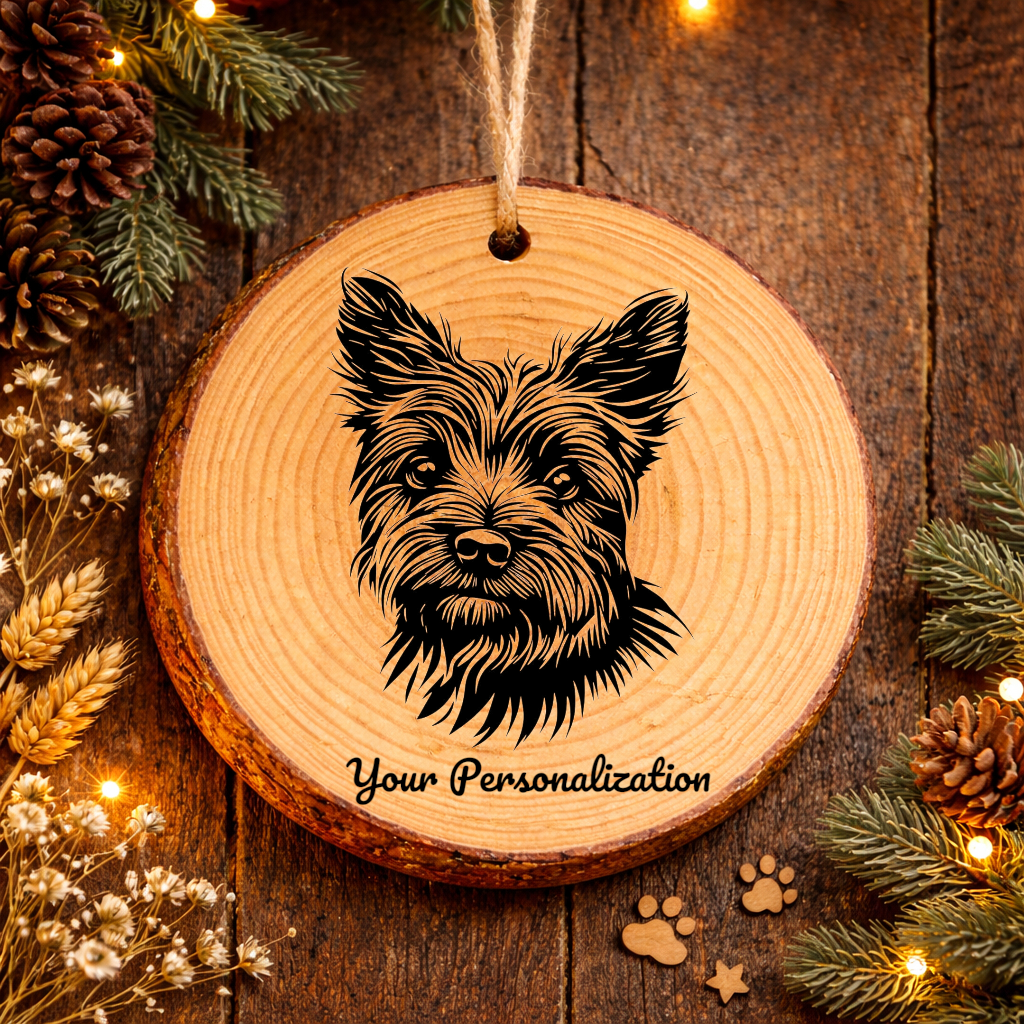 Cairn Terrier Dog Ornament – Rustic Wooden Keepsake