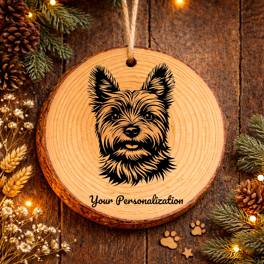 Cairn Terrier Dog Ornament – Rustic Wooden Keepsake