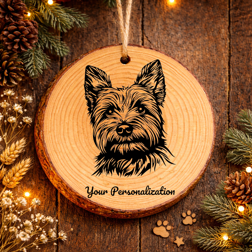 Cairn Terrier Dog Ornament – Rustic Wooden Keepsake