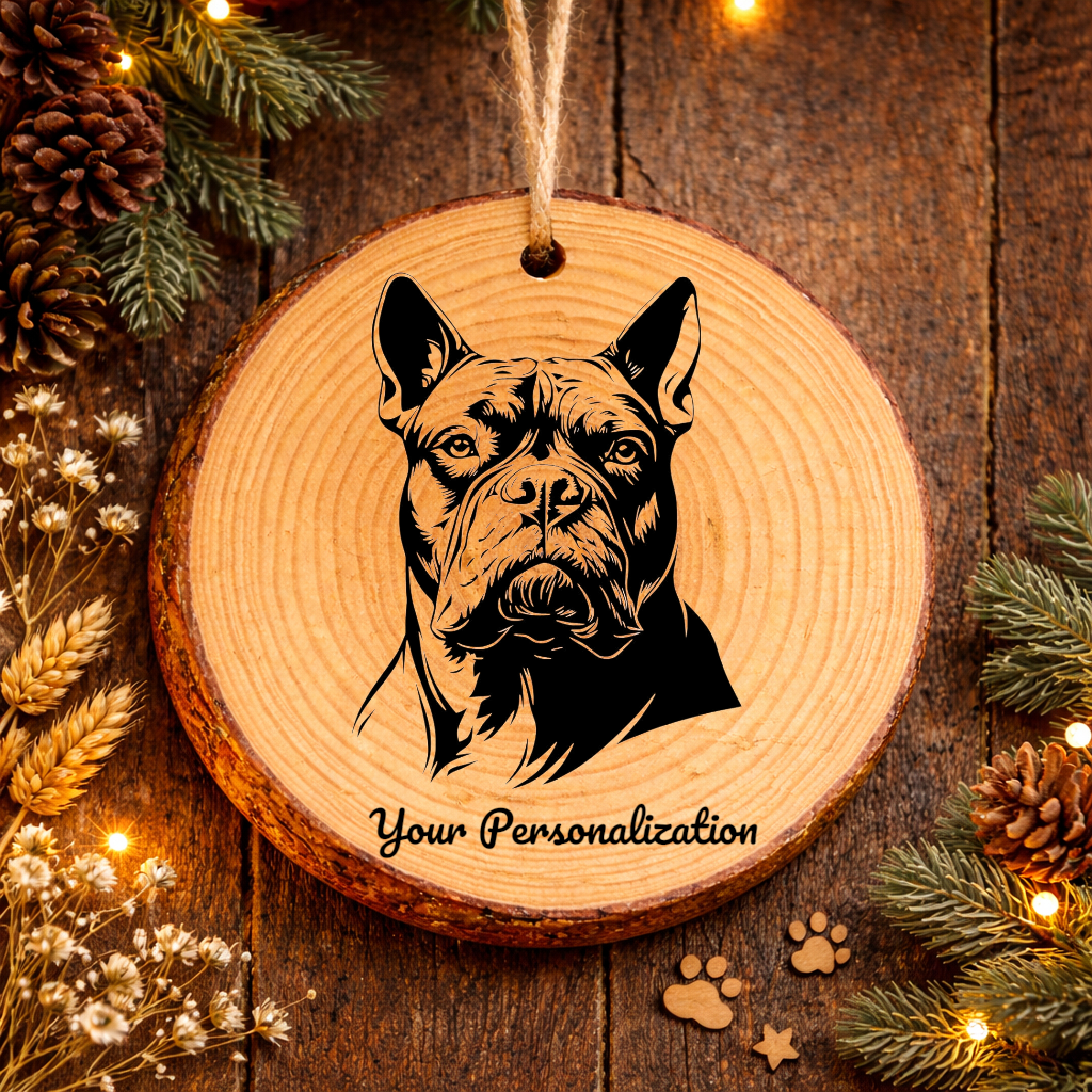 Cane Corso Dog Ornament – Rustic Wooden Keepsake