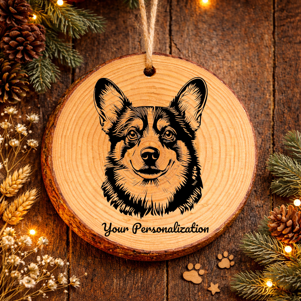 Cardigan Welsh Corgi Dog Ornament – Rustic Wooden Keepsake