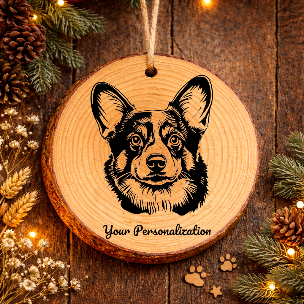 Cardigan Welsh Corgi Dog Ornament – Rustic Wooden Keepsake