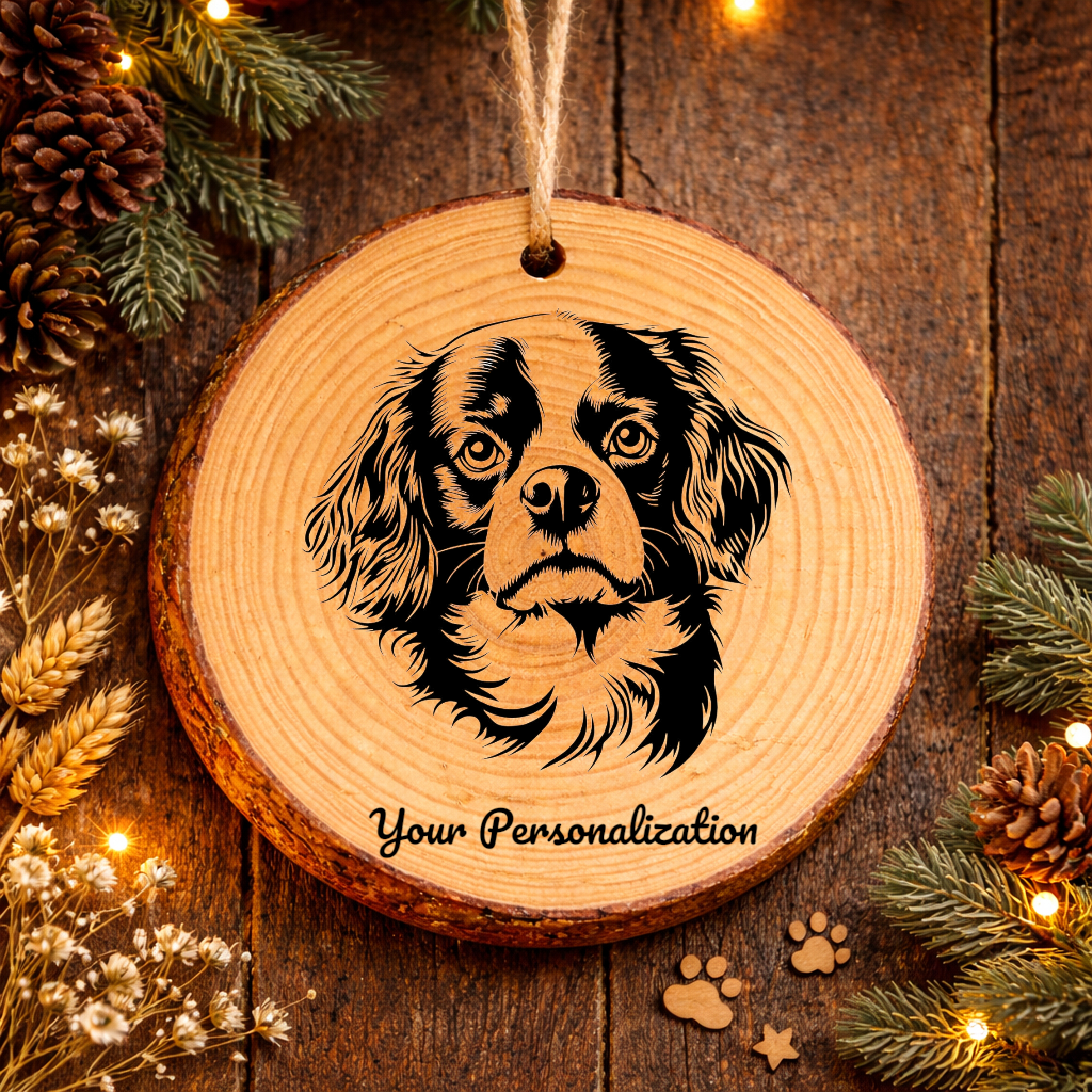 Cavalier King Charles Spaniel Dog Ornament – Rustic Wooden Keepsake