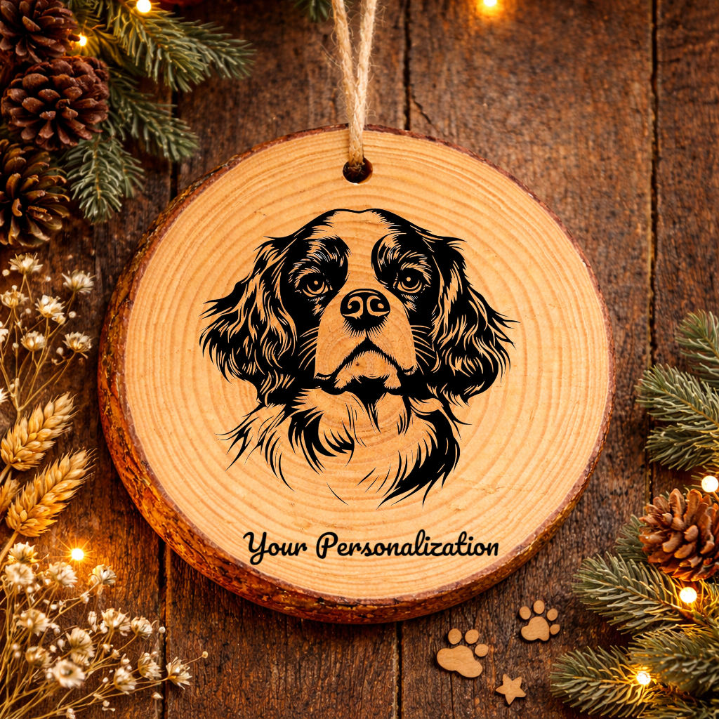 Cavalier King Charles Spaniel Dog Ornament – Rustic Wooden Keepsake