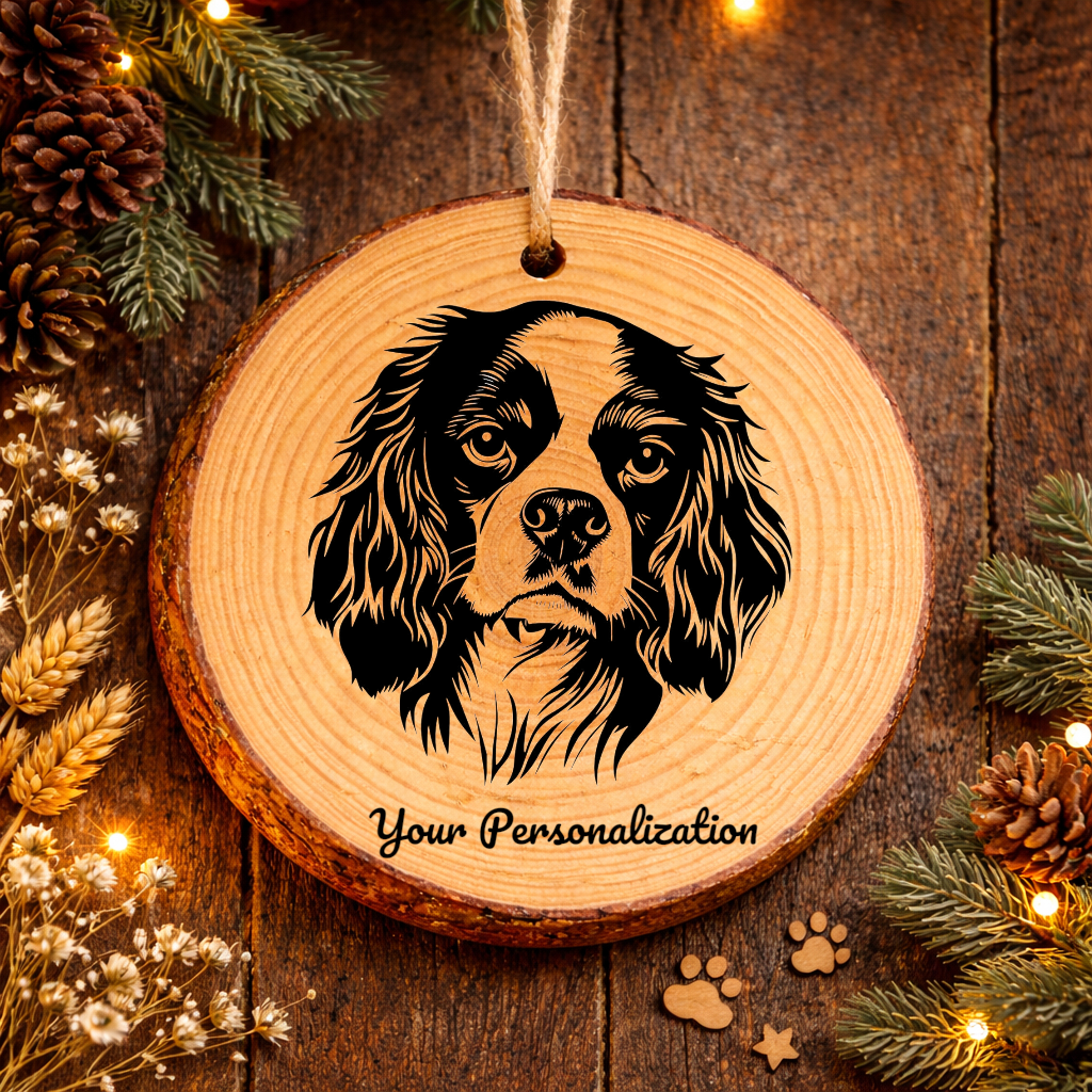 Cavalier King Charles Spaniel Dog Ornament – Rustic Wooden Keepsake